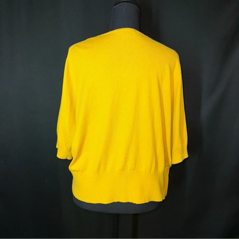 BODEN Women’s US 18 Silk Blend Cardigan Sweater Short Sleeve Yellow Soft - Picture 3 of 16